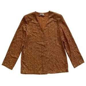 Vintage Elie Tahari Sequin Cardigan Jacket Size 6 Gold Glam 90s